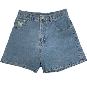 Vintage Arizona Jeans Denim Shorts Butterfly Embroidered Girls Size 16 Y2K